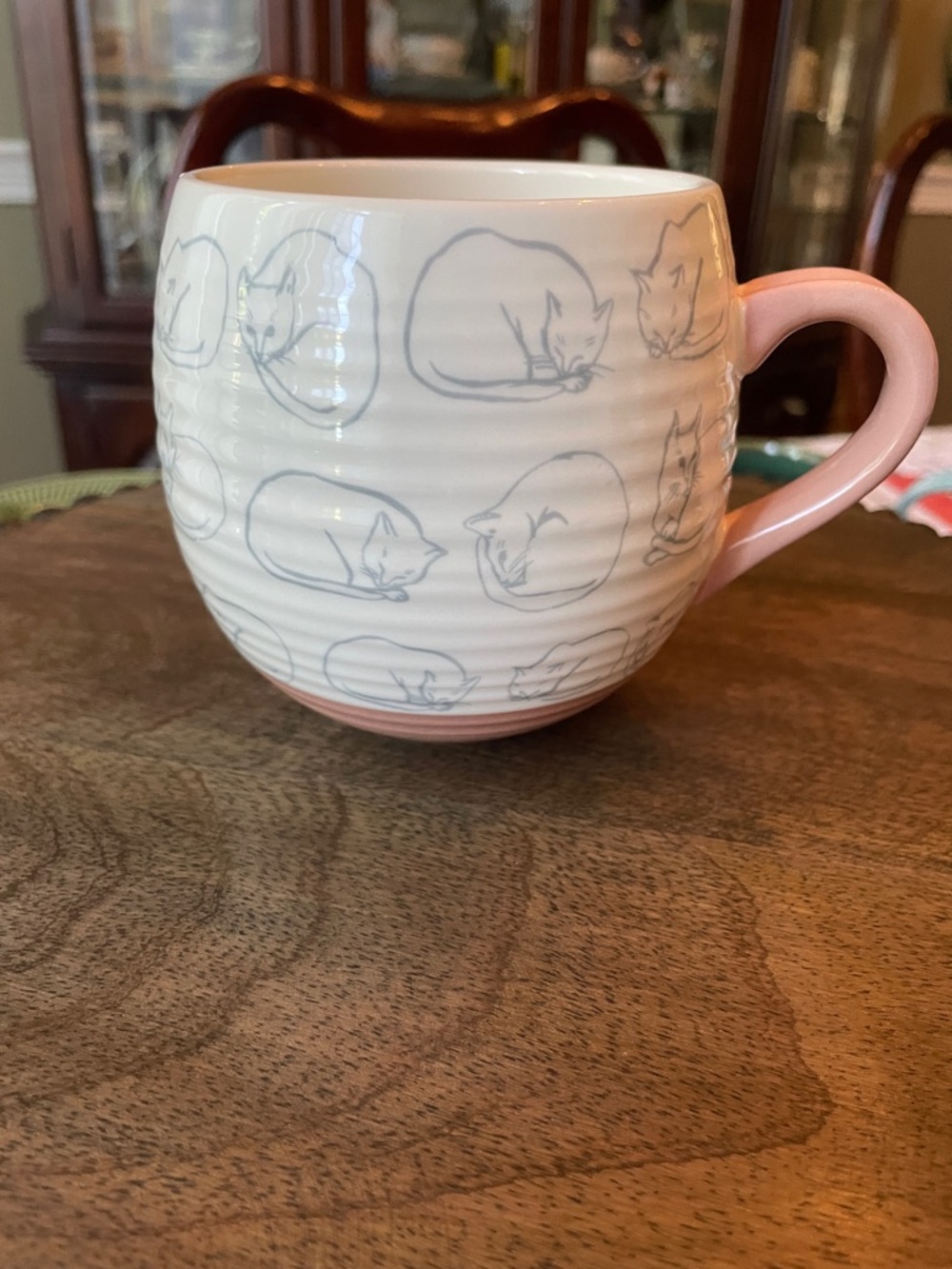Anthropologie Cozy Cat Sketch Hand Painted Stoneware Mug